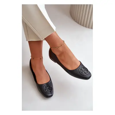 Women's Ballet Flats with Eco Leather Decoration Black Rhodike