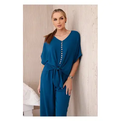 Women's set blouse + trousers - cornflower blue