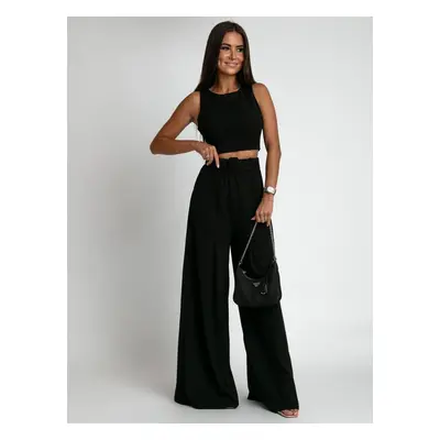 Women's 2-piece set with wide trousers and blouse FASARDI - black