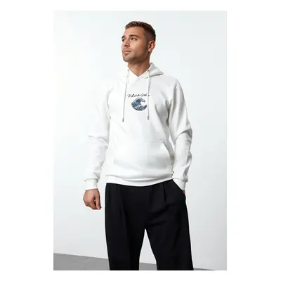 Trendyol Ecru Hokusai License Uniex Regular/Normal Cut Sweatshirt