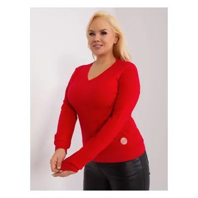 Red plus size blouse with long sleeves