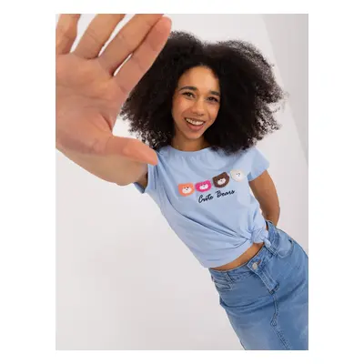 Light blue T-shirt with BASIC FEEL GOOD inscription