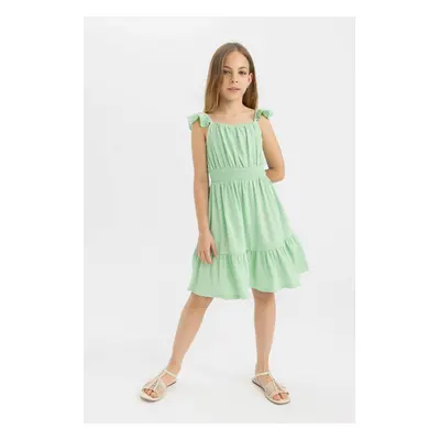 DEFACTO Girl's Strappy Wrinkled Dress