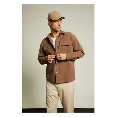 DEFACTO Relax Fit Polo Neck Canvas Shirt