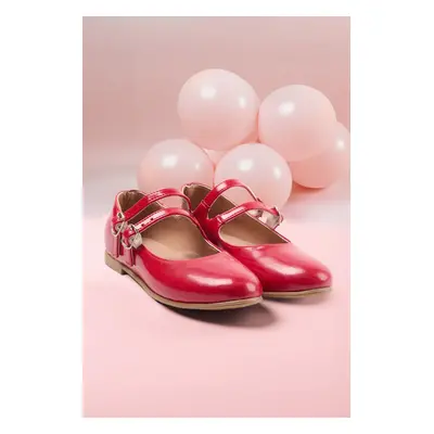 Trendyol Red Double Banded Patent Leather Mary Jane Girls Ballerinas