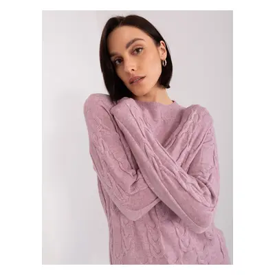 Light Purple Women's Cable Knitted Sweater