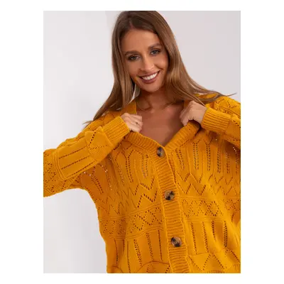 Mustard women's cardigan with wool