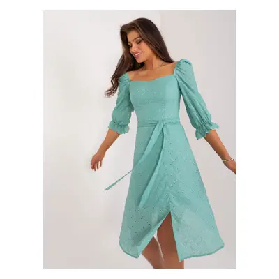 Mint midi dress with puffy sleeves