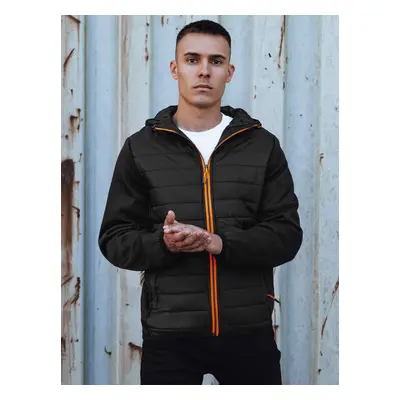 Men's transitional quilted jacket with hood black Dstreet