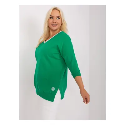 Green blouse plus size with 3/4 sleeves