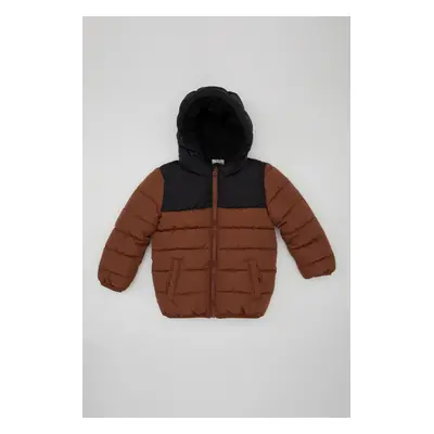 DEFACTO Baby Boy Waterproof Fleece Lined Hooded Puffer Jacket