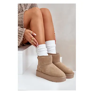 Women's suede snow boots on a platform above the ankles beige Rianaella