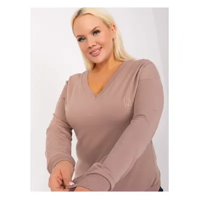 Dark beige cotton blouse plus size