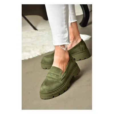 Fox Shoes R996092002 Women's Khaki Suede Thick Soled Casual Shoes