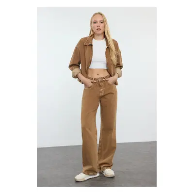 Trendyol Brown High Waist Wide Leg Jeans