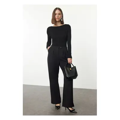 Trendyol Black Low Waist Wide Leg/Wide Leg Woven Trousers