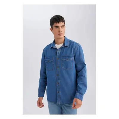 DEFACTO Regular Fit Regular Cut Jean Long Sleeve Basic Shirt