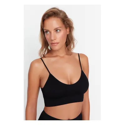 Trendyol Black Seamless Strappy Non-wired Cupless Bralette Knitted Bra