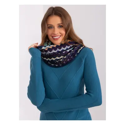 Women's navy blue openwork scarf with patterns