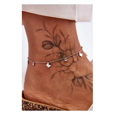 Ankle bracelet With butterflies silver