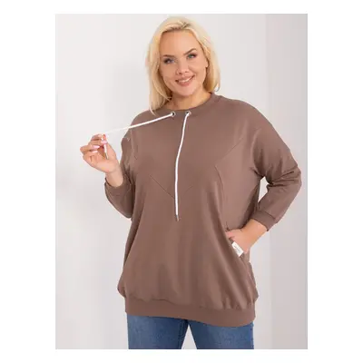 Brown plus size blouse with pockets