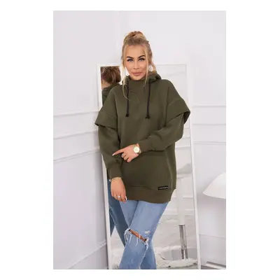 Insulated sweatshirt with turtleneck in khaki color