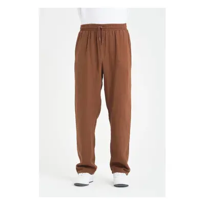 65826 Dewberry Muslin Baggy Mens Trousers-COFFEE