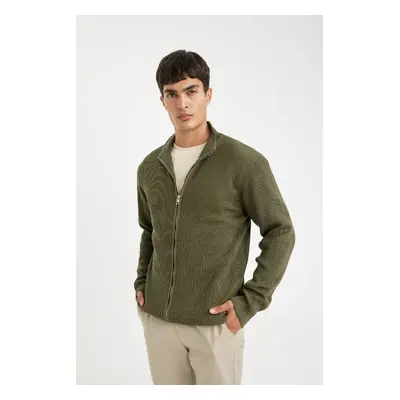 DEFACTO Standard Fit Turtleneck Zippered Cardigan