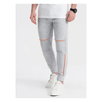 Ombre Men's sweatpants with contrast stitching - grey melange