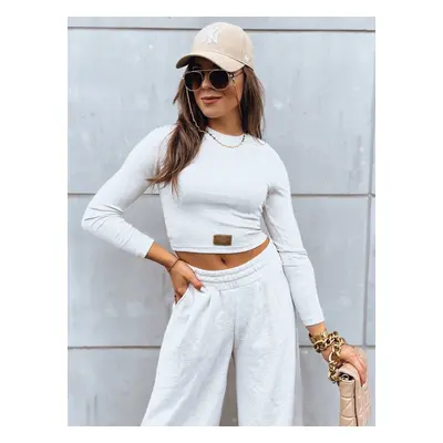 Women's set of wide trousers and crop top with long sleeves ASTRAL ALLURE light beige Dstreet