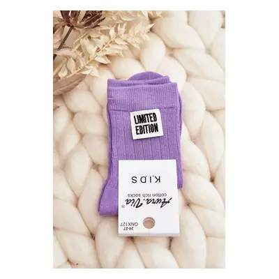 Children's smooth socks with appliqué, purple