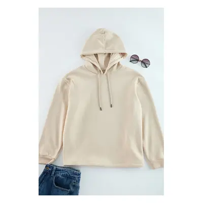 Trendyol Curve Beige Hooded Knitted Sweatshirt