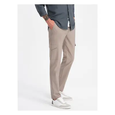 Ombre Men's REGULAR fabric pants with cargo pockets - beige