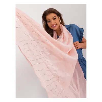 Light pink women's scarf with rhinestones