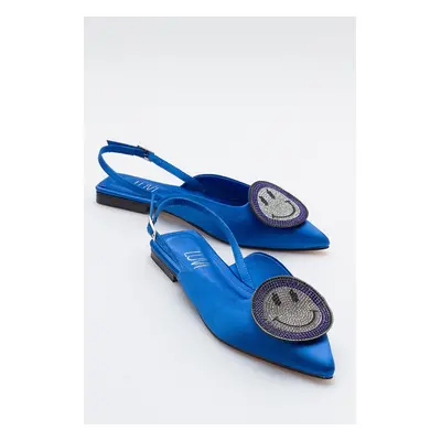 LuviShoes GEVEL Women's Royal Navy Satin Flats