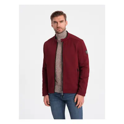 Ombre Men's BIKER jacket in structured fabric - maroon