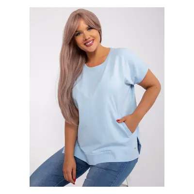 Light blue cotton blouse of larger size