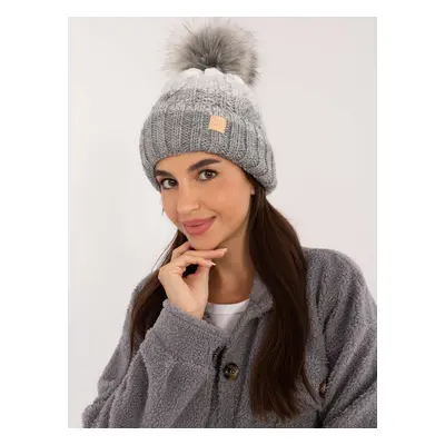 Grey women's knitted winter hat RUE PARIS