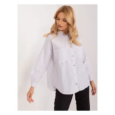 Light grey and white oversize shirt with snap fasteners