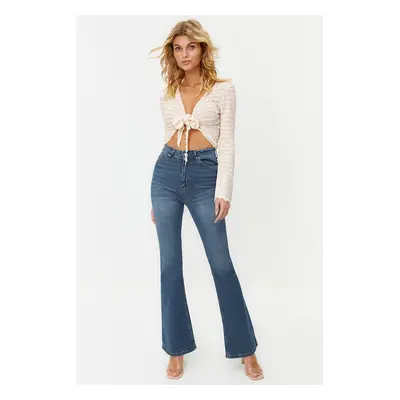 Trendyol Blue High Waist Flare Jeans