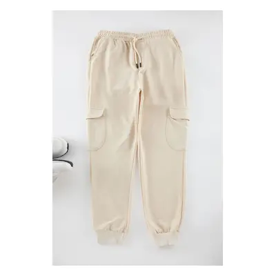 Trendyol Stone Men's Regular/Normal Cut Cargo Pocket Elastic Leg Sweatpants