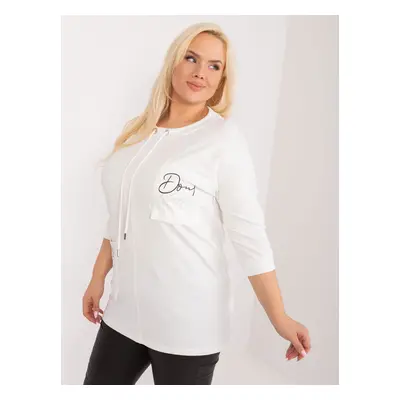 Ecru blouse plus size with rhinestones