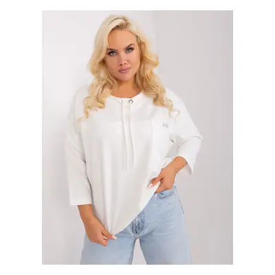 Ecru plus size blouse with drawstrings