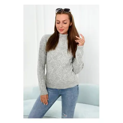 Sweater with decorative knitting in gray