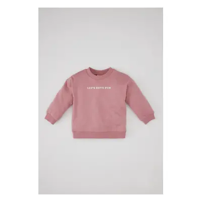 DEFACTO Baby Girl Crew Neck Printed Basic Sweatshirt