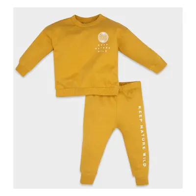 DEFACTO Baby Boy 2-Piece Set Printed Bike Neck Sweatshirt Top Elastic Waist Sweatpants