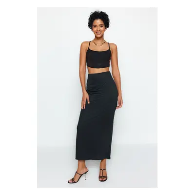 Trendyol Black Maxi High Waist Flexible Knitted Skirt