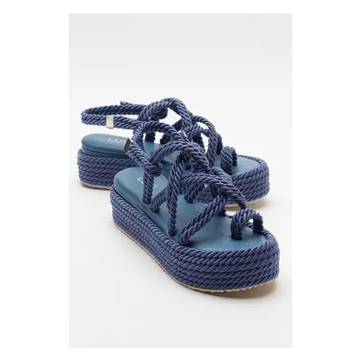 LuviShoes JUNEY Denim Blue Women's Sandals