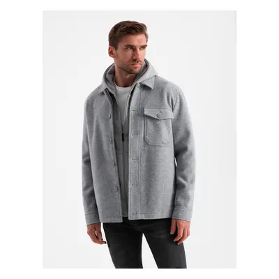 Ombre Men's lightweight fleece jacket with viscose - gray