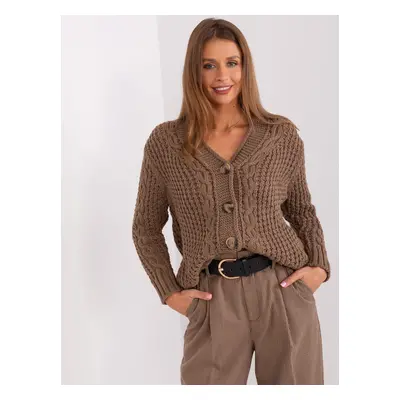 Brown women's cardigan with cables